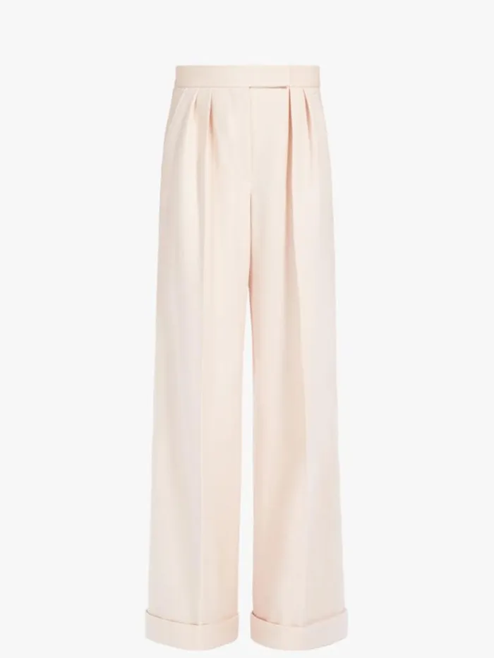 Woman Wool Jersey Palazzo Trousers Pink Maxmara Trousers Woman Wool Jersey Palazzo Trousers Pink Maxmara Trousers