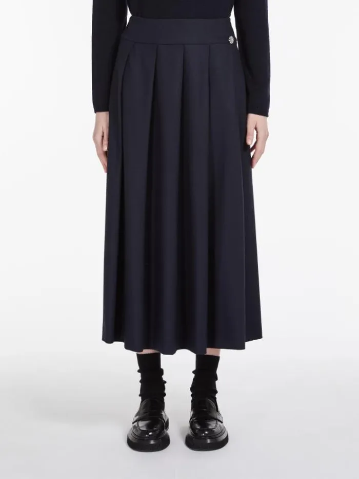Woman Wool Pleated Skirt Midnightblue Maxmara Skirts