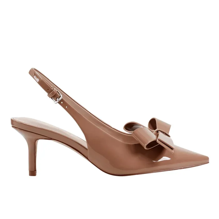 Women Allon Bow Slingback Pump Light Brown Patent Marc Fisher Heels and Pumps