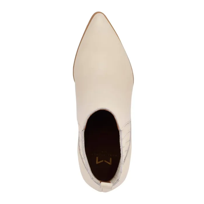 Women Alva Pointy Toe Bootie Chic Cream Leather Marc Fisher Casual Boots