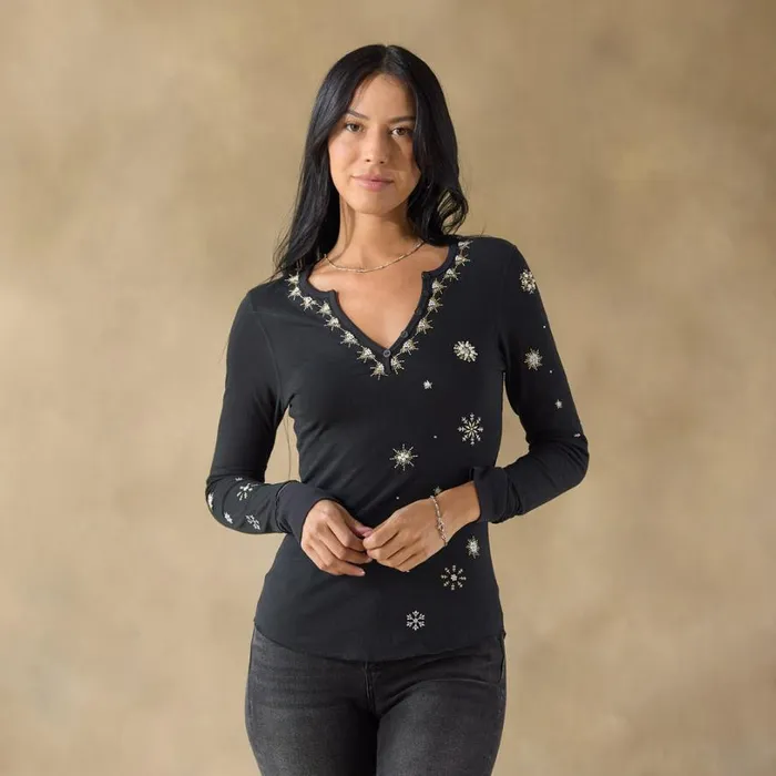 Women Annika Henley Black Sundance Catalog Tops Women Annika Henley Black Sundance Catalog Tops