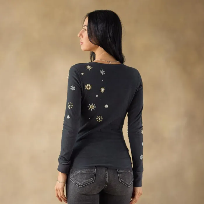 Women Annika Henley Black Sundance Catalog Tops Women Annika Henley Black Sundance Catalog Tops