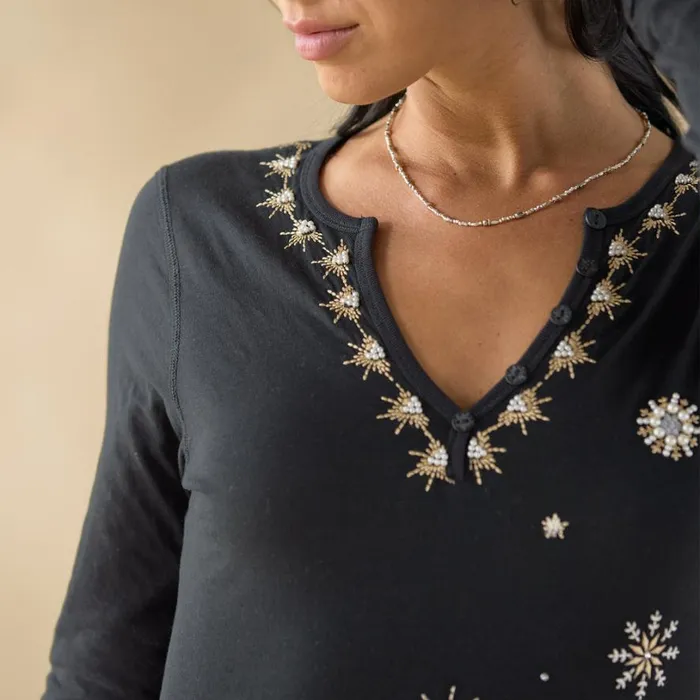 Women Annika Henley Black Sundance Catalog Tops Women Annika Henley Black Sundance Catalog Tops