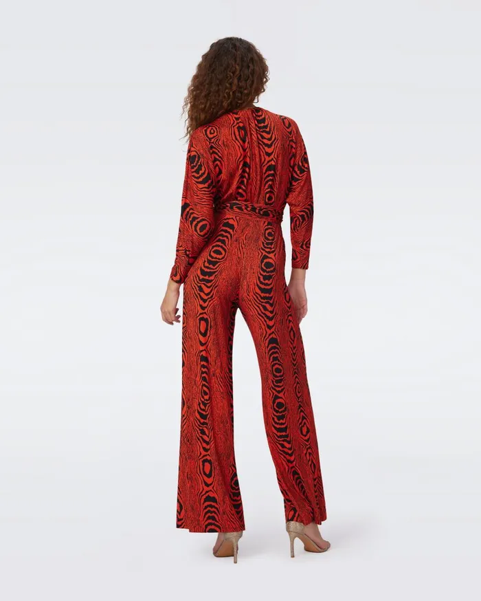 Women Aurelia Jumpsuit Wood Grain Red DVF Jumpsuits and Rompers