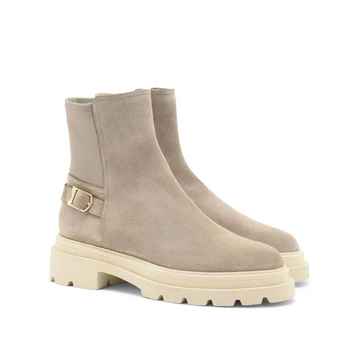 Women Beige Suede Ankle Boot Santoni Boots and Ankle Boots
