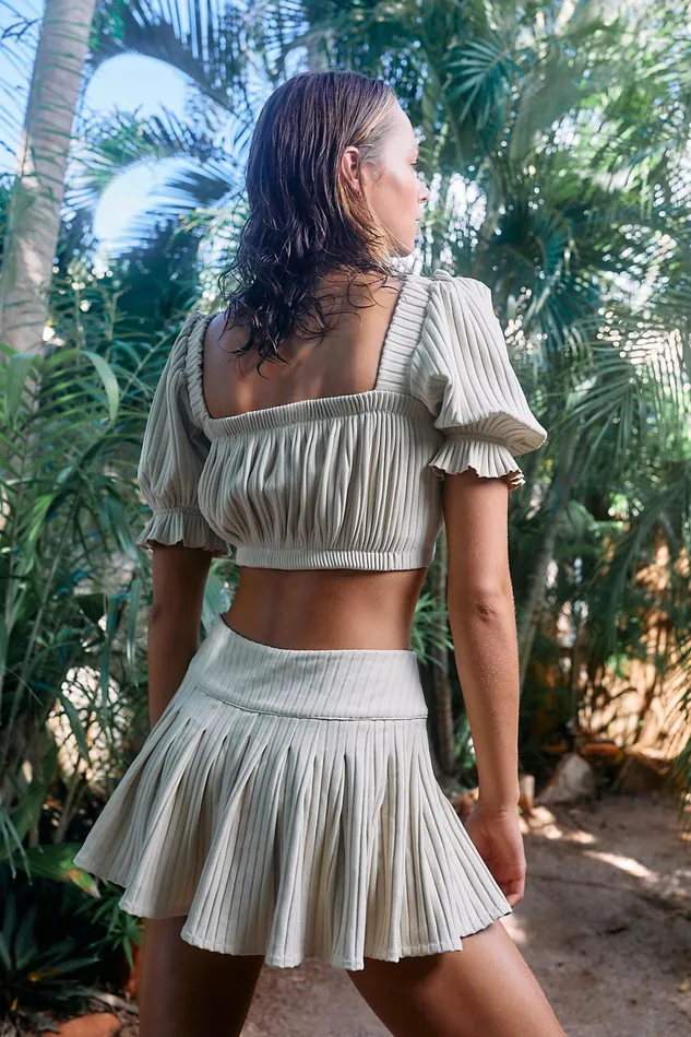 Women Bikini Tops Free People Ribbed Marcela Bikini Top Beige Wide Rib