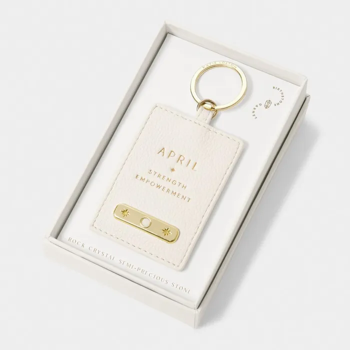 Women Birthstone Collection Katie Loxton April Birthstone Keyring In Off White