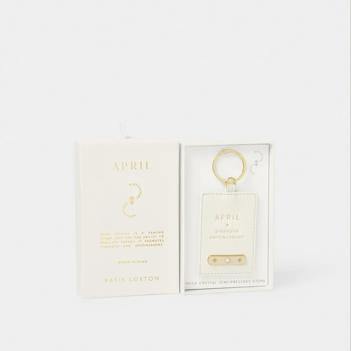 Women Birthstone Collection Katie Loxton April Birthstone Keyring In Off White