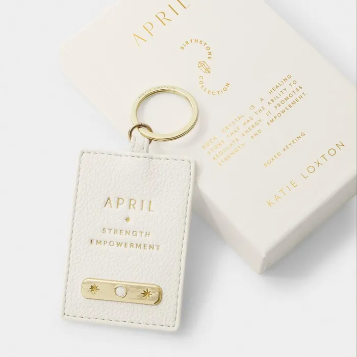 Women Birthstone Collection Katie Loxton April Birthstone Keyring In Off White