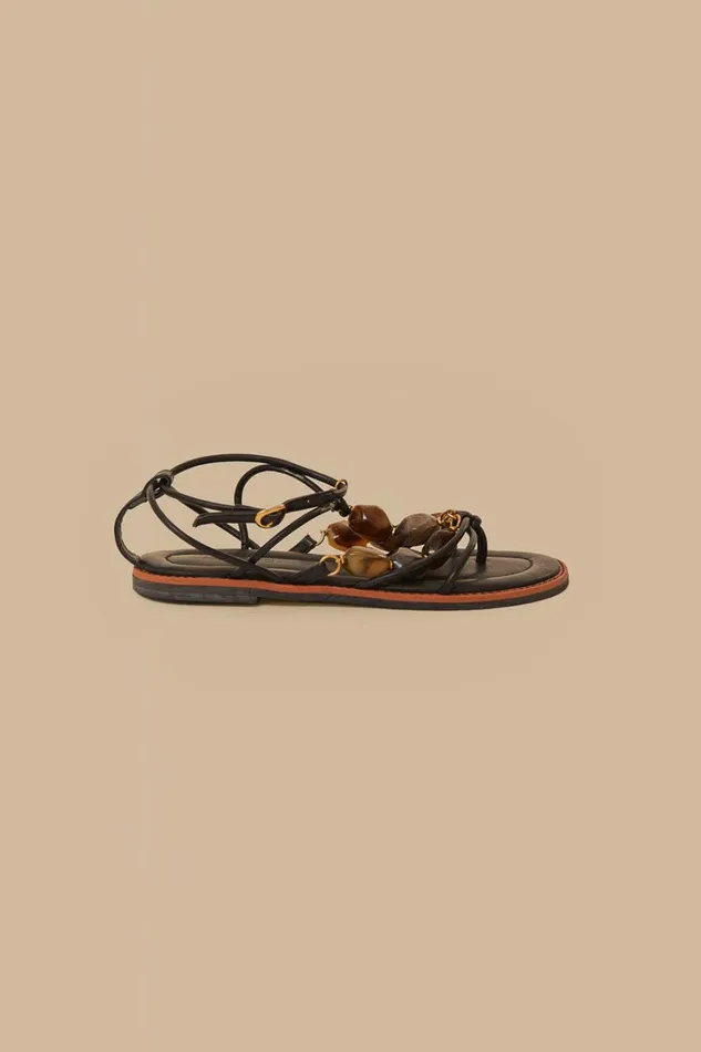 Women Black Gem Straps Sandal Black FARM Rio Sandals