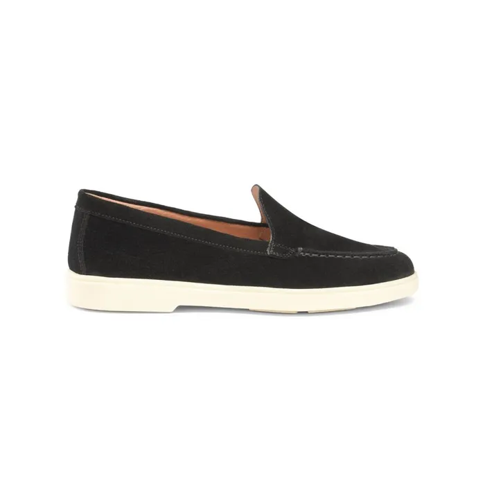 Women Black Suede Loafer Santoni Loafers