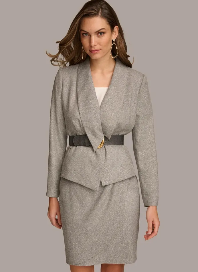 Women Blazers Donna Karan NOVELTY BELTED JACKET Pearlcream
