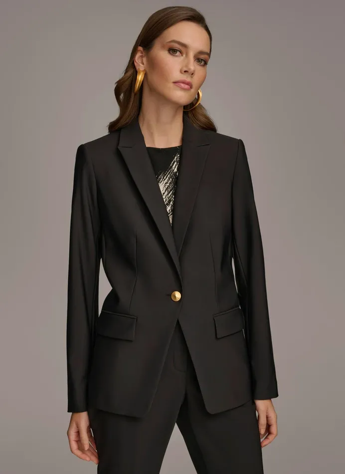 Women Blazers Donna Karan ONE BUTTON JACKET Black