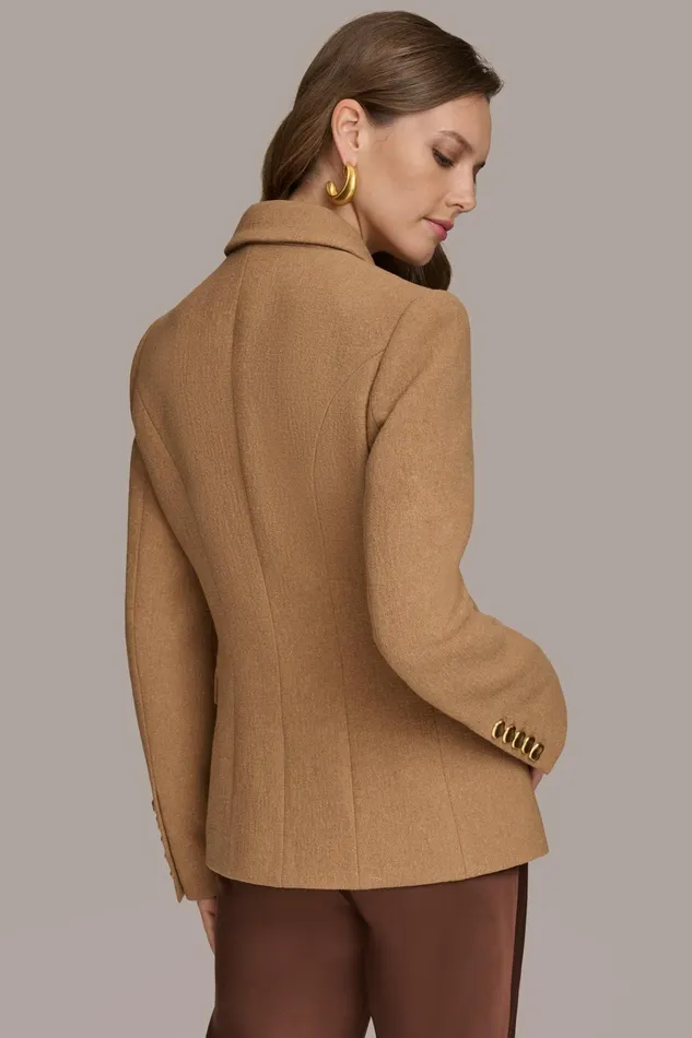 Women Blazers Donna Karan WOOL BLAZER JACKET Camel