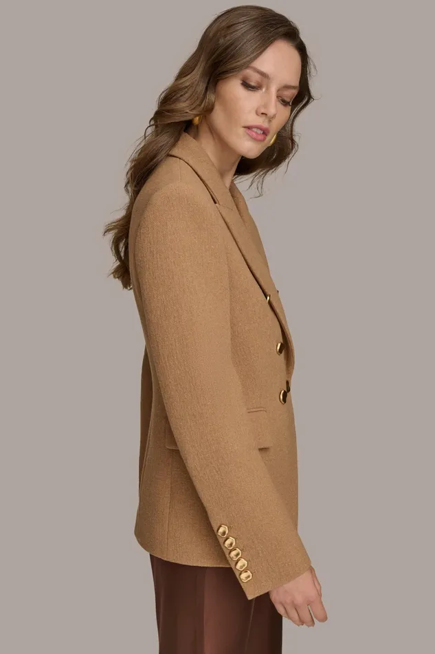 Women Blazers Donna Karan WOOL BLAZER JACKET Camel