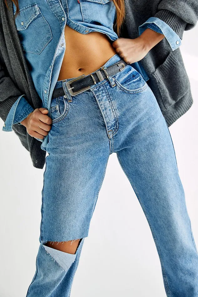 Women Bootcut Jeans Free People Baggy Bootcut Jeans Mirage Blue