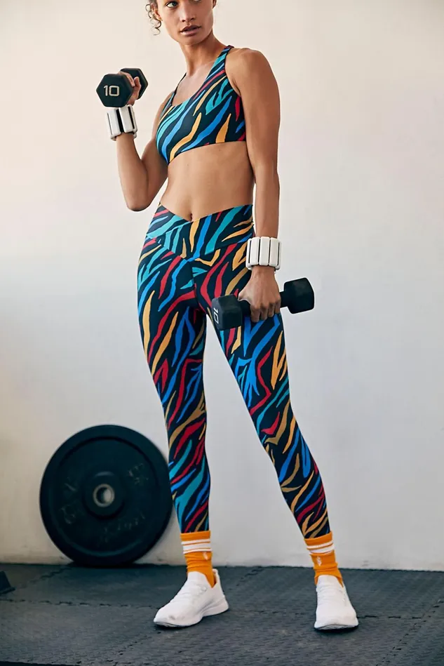 Women Bottoms Free People Cara Legging Hibiscus Zebra