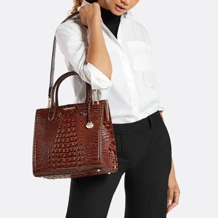 Women Brahmin Satchels Caroline Cognac Topsail