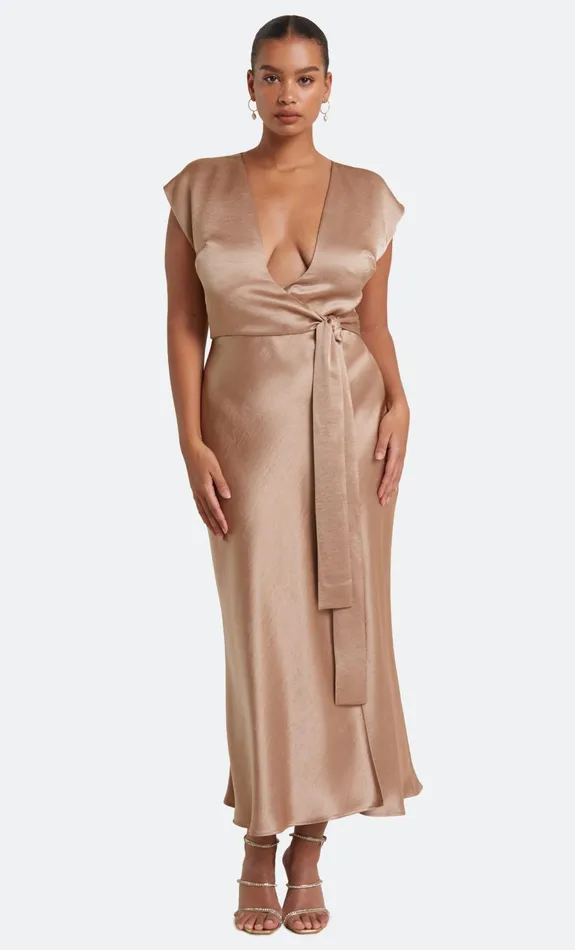 Women Bridesmaids Bec Bridge THE DREAMER WRAP DRESS Golden