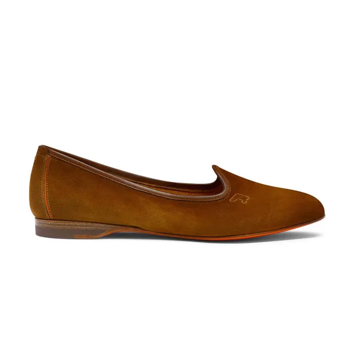 Women Brown Suede Loafer Santoni Loafers