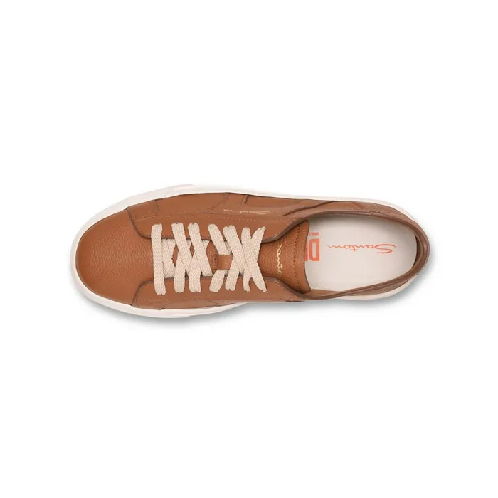 Women Brown Tumbled Leather Double Buckle Sneaker Santoni Sneakers