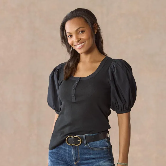 Women Carolina Henley Black Sundance Catalog Tops Women Carolina Henley Black Sundance Catalog Tops