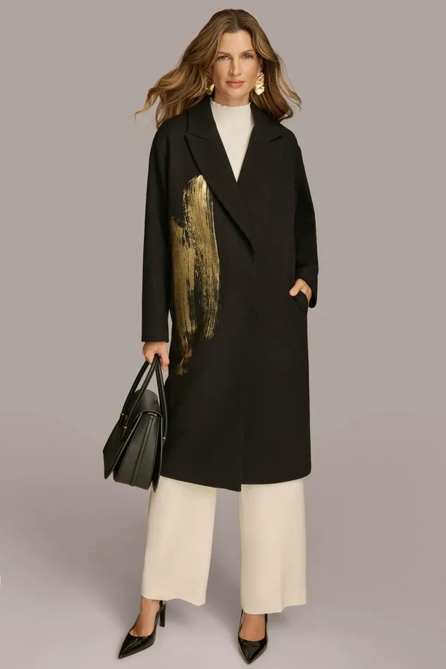 Women Coats And Jackets Donna Karan BRUSH STROKE JACKET Black