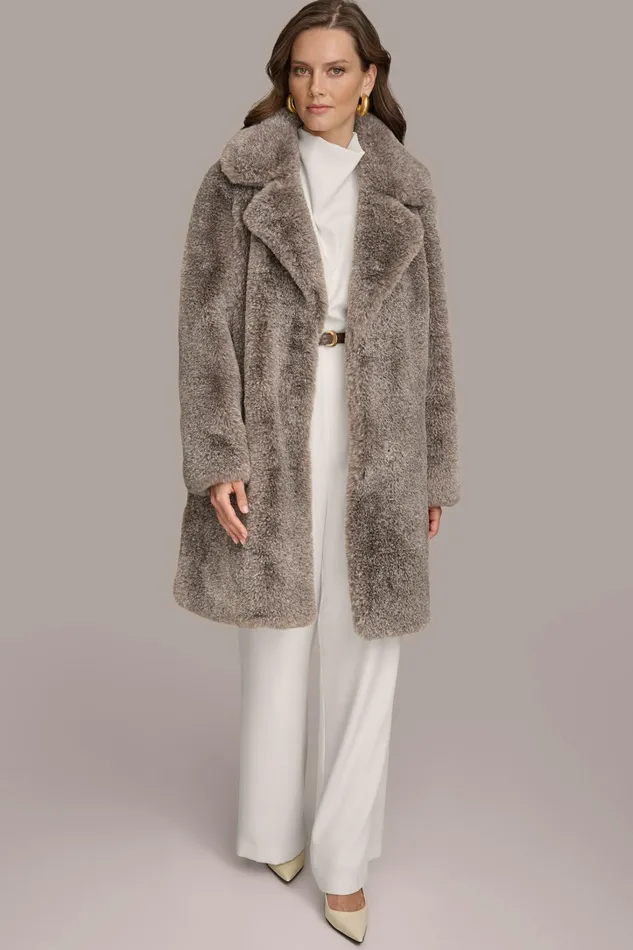 Women Coats And Jackets Donna Karan LUXE FUR COAT Brown Mix