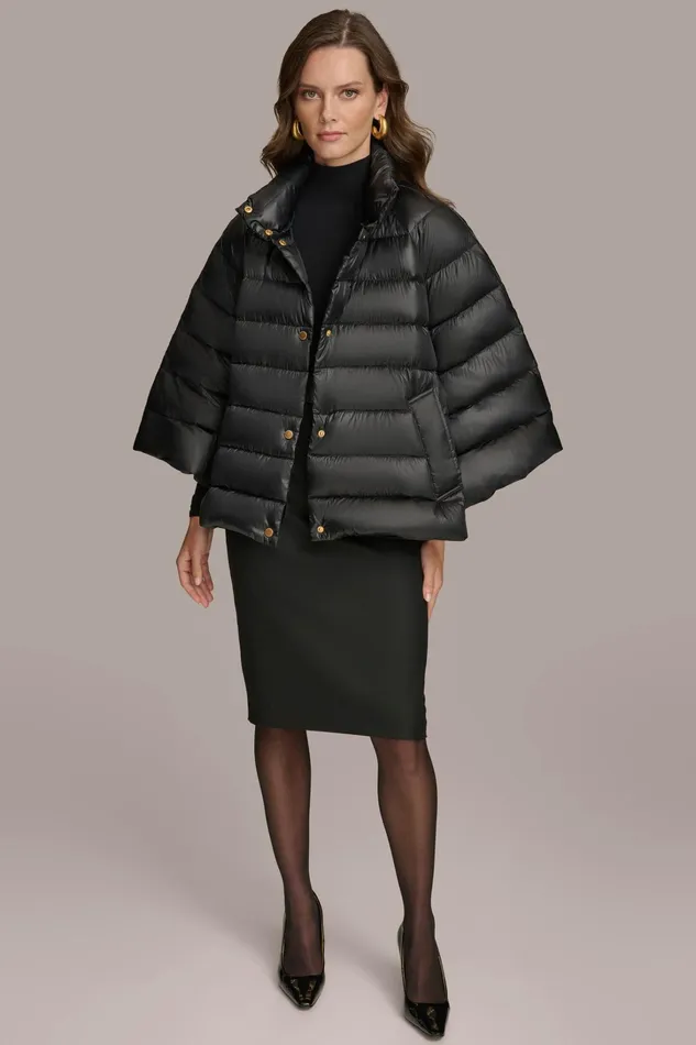 Women Coats And Jackets Donna Karan PUFFER CAPE Black