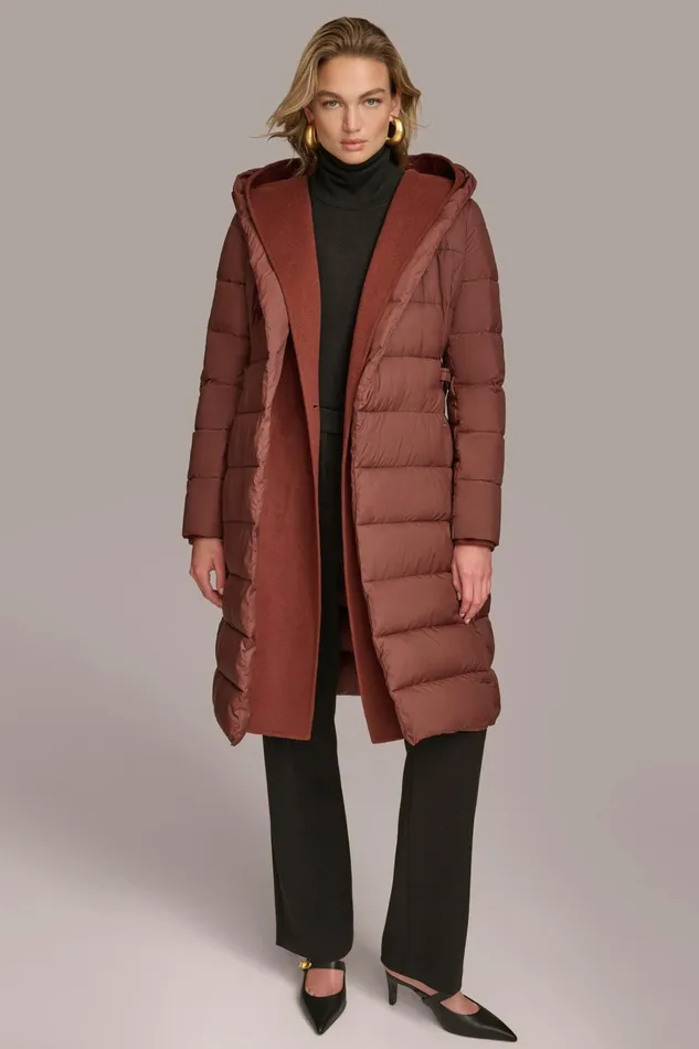 Women Coats And Jackets Donna Karan TIE WAIST PUFFER Sienna