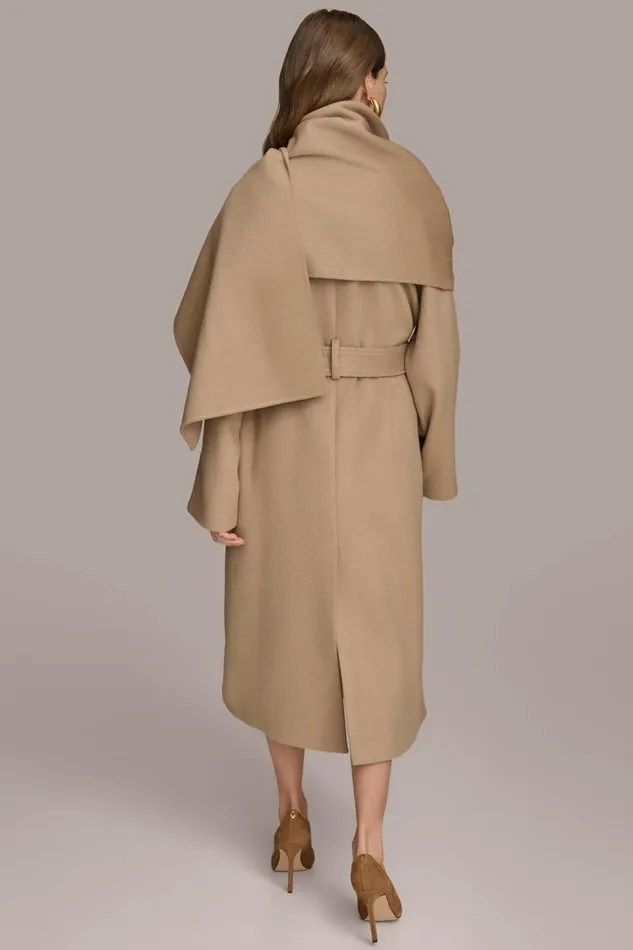 Women Coats And Jackets Donna Karan WOOL LONG COAT Khaki