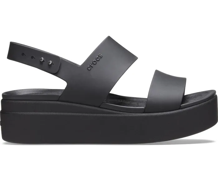 Women Crocs Brooklyn Low Wedge Black Black Crocs Sandals