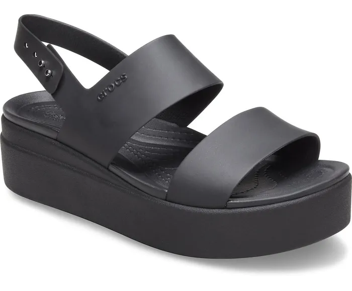 Women Crocs Brooklyn Low Wedge Black Black Crocs Sandals