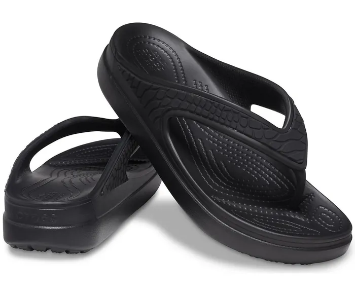Women Crocs Sloane Snake Wedge Flip Black Crocs FlipFlops