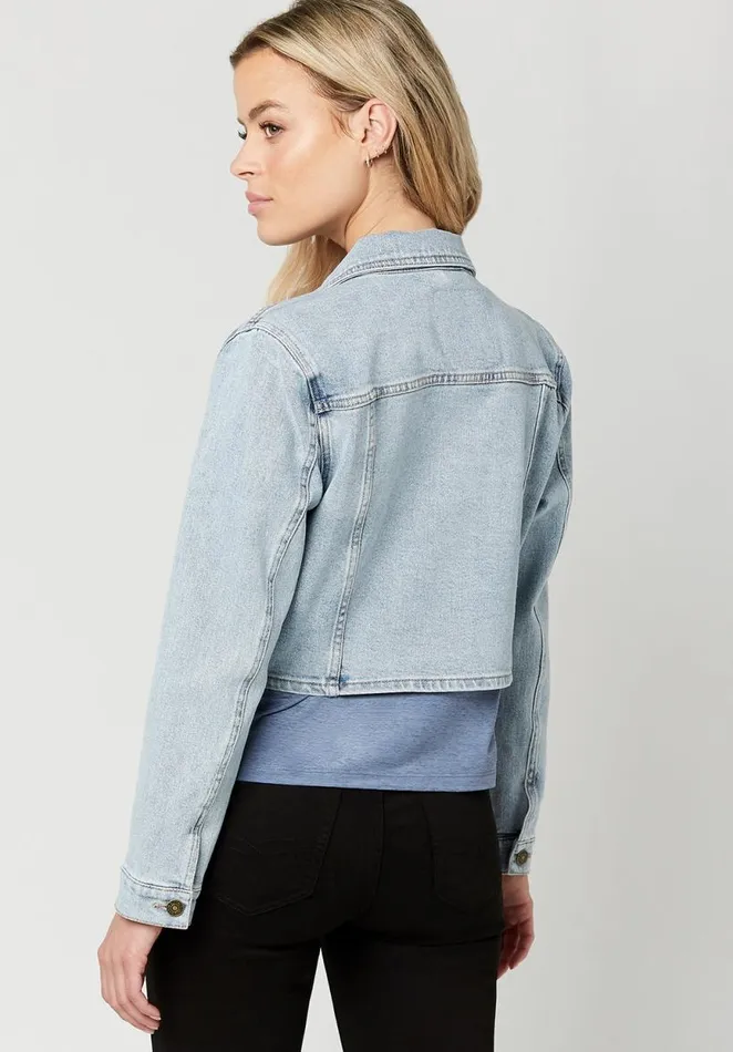 Women Cropped Tina Super Bleach Denim Jacket Indigo Buffalo David Bitton Jackets
