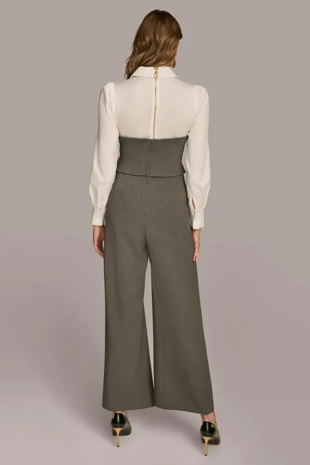 Women Dresses And Jumpsuits Donna Karan SHIRT AND CORSET COMBO JUMPSUIT Grey