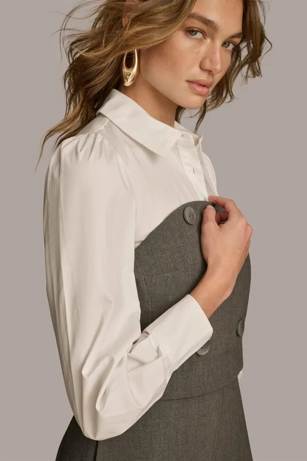 Women Dresses And Jumpsuits Donna Karan SHIRT AND CORSET COMBO JUMPSUIT Grey