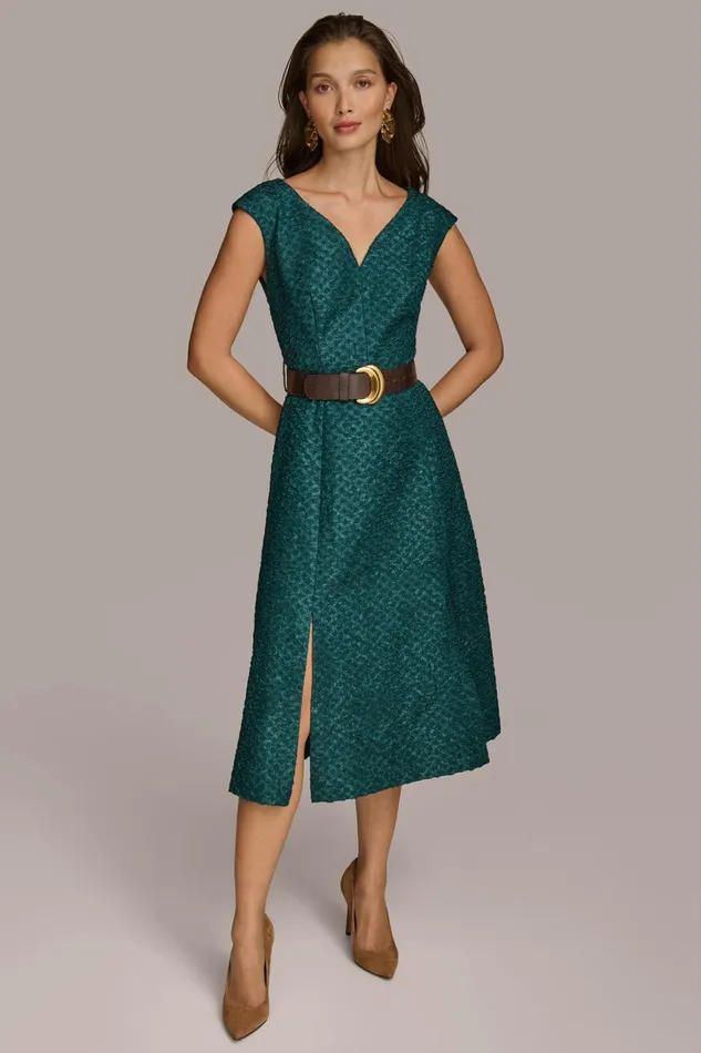 Women Dresses And Jumpsuits Donna Karan VNECK A LINE MIDI DRESS Spruce