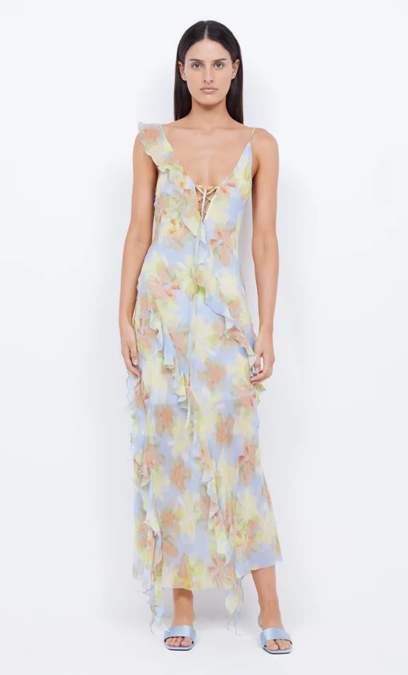 Women Dresses Bec Bridge COURTNEY FRILL MAXI DRESS Blue Blossom