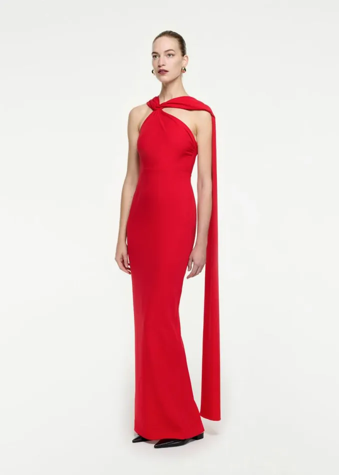 Women Dresses Roland Mouret Asymmetric Stretch Cady Maxi Dress