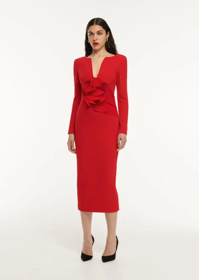 Women Dresses Roland Mouret Flower Detail Midi Dress