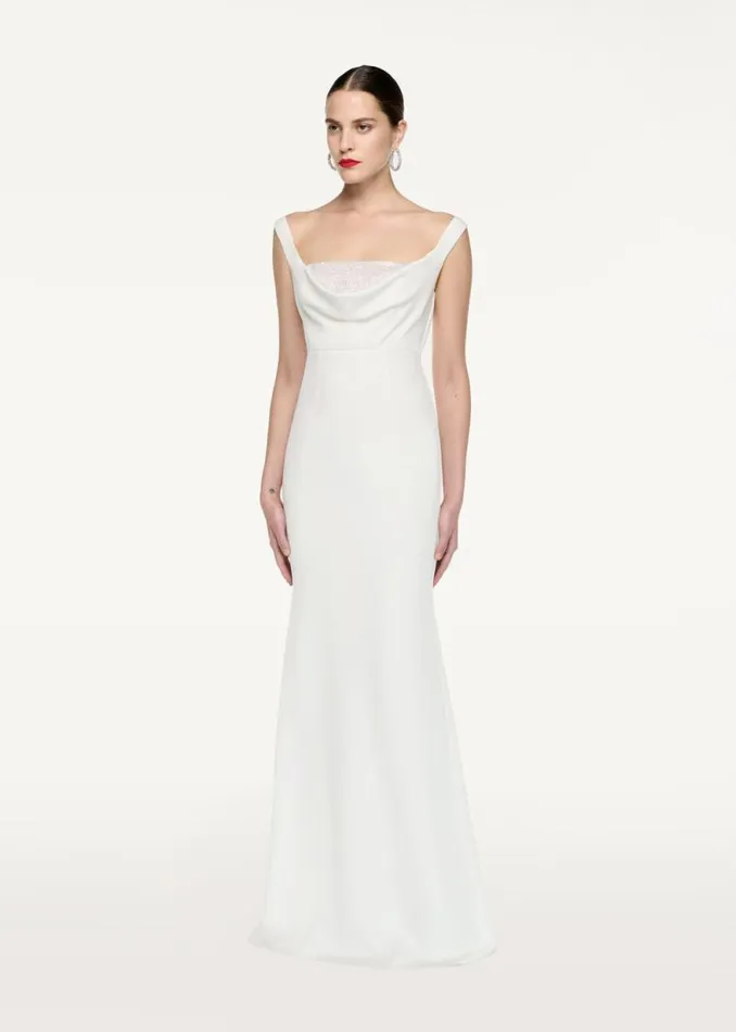 Women Dresses Roland Mouret Off Shoulder Cady Diamante Gown