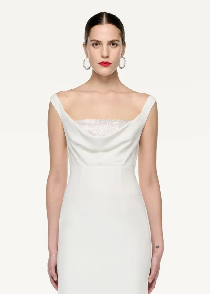 Women Dresses Roland Mouret Off Shoulder Cady Diamante Gown