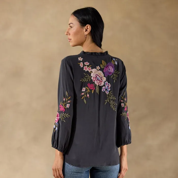 Women Field Blossoms Top Steel Sundance Catalog Tops Women Field Blossoms Top Steel Sundance Catalog Tops