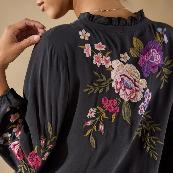 Women Field Blossoms Top Steel Sundance Catalog Tops Women Field Blossoms Top Steel Sundance Catalog Tops