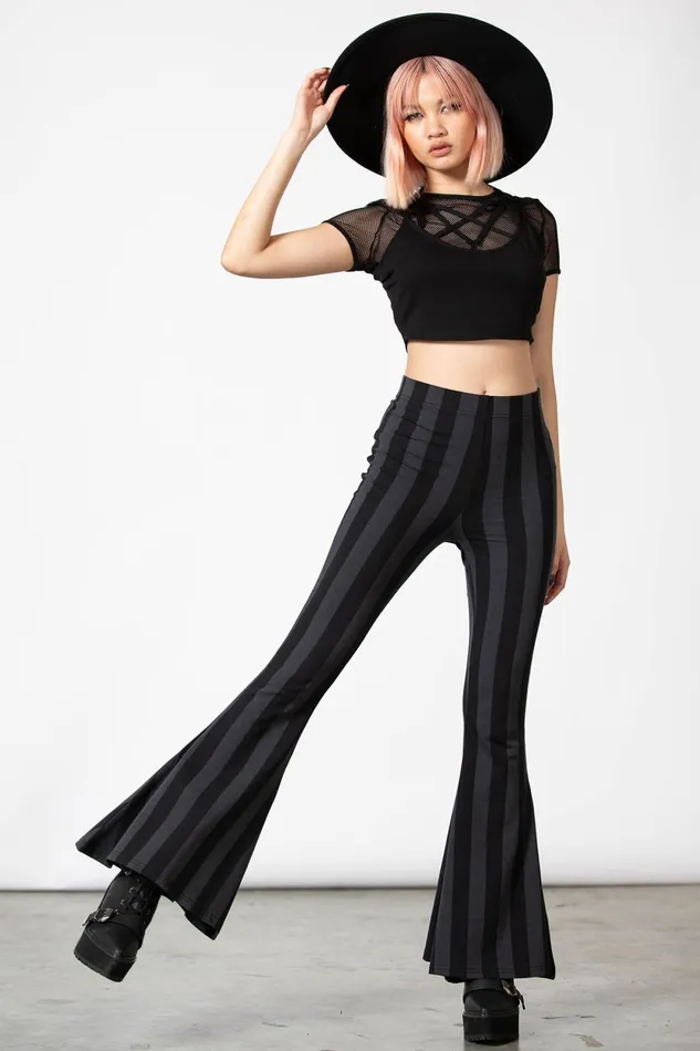 Women Flares Killstar Inferno Room Flares GREY STRIPE