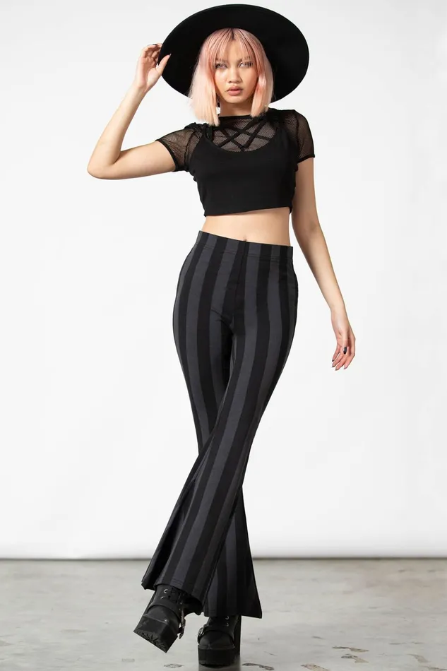 Women Flares Killstar Inferno Room Flares GREY STRIPE