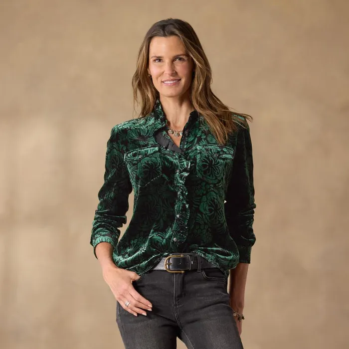Women Gretel Vines Velvet Shirt Petite Emerald Sundance Catalog Petite Styles Women Gretel Vines Velvet Shirt Petite Emerald Sundance Catalog Petite Styles