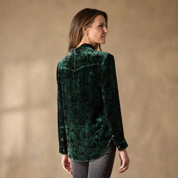 Women Gretel Vines Velvet Shirt Petite Emerald Sundance Catalog Petite Styles Women Gretel Vines Velvet Shirt Petite Emerald Sundance Catalog Petite Styles