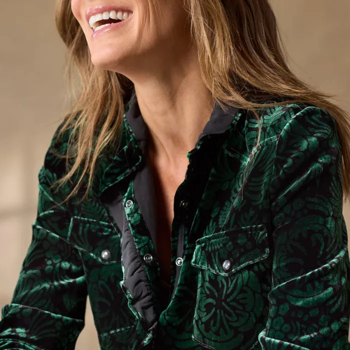 Women Gretel Vines Velvet Shirt Petite Emerald Sundance Catalog Petite Styles Women Gretel Vines Velvet Shirt Petite Emerald Sundance Catalog Petite Styles